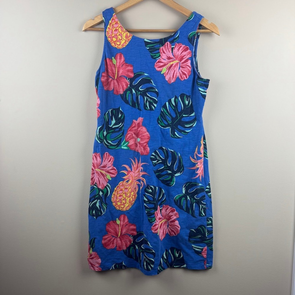 Tommy Bahama Pina Cool-Ada Scoop Back Dress Small Tropical Pineapple
